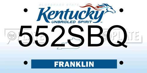 552SBQ Kentucky License Plate