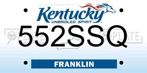 552SSQ Kentucky License Plate