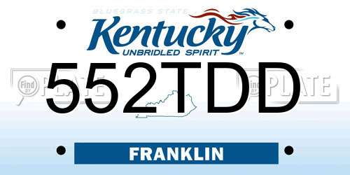 552TDD Kentucky License Plate