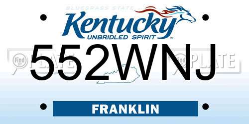 552WNJ Kentucky License Plate