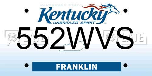 552WVS Kentucky License Plate