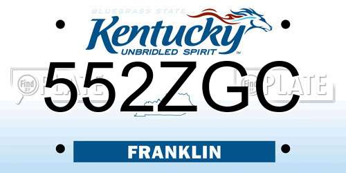 552ZGC Kentucky License Plate