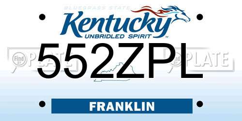 552ZPL Kentucky License Plate