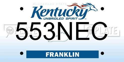 553NEC Kentucky License Plate