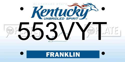 553VYT Kentucky License Plate