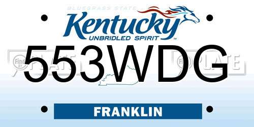553WDG Kentucky License Plate