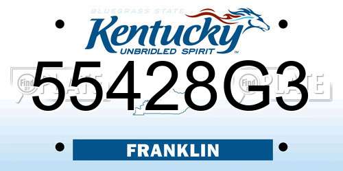 55428G3 Kentucky License Plate