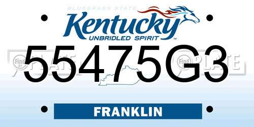 55475G3 Kentucky License Plate