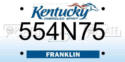 554N75 Kentucky License Plate
