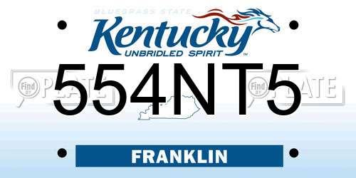 554NT5 Kentucky License Plate