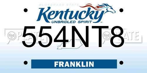 554NT8 Kentucky License Plate