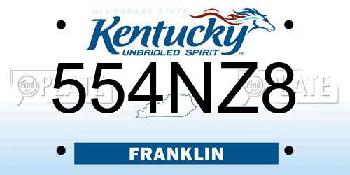 554NZ8 Kentucky License Plate