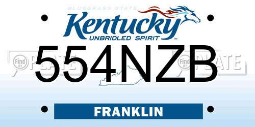 554NZB Kentucky License Plate