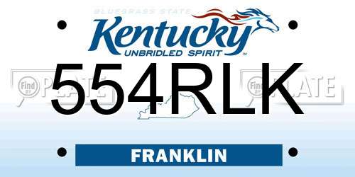 554RLK Kentucky License Plate