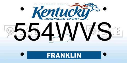 554WVS Kentucky License Plate