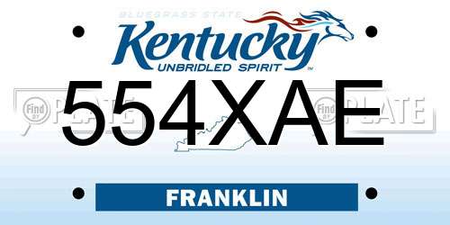 554XAE Kentucky License Plate