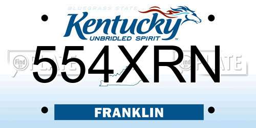 554XRN Kentucky License Plate