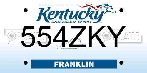 554ZKY Kentucky License Plate