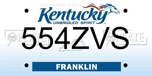 554ZVS Kentucky License Plate
