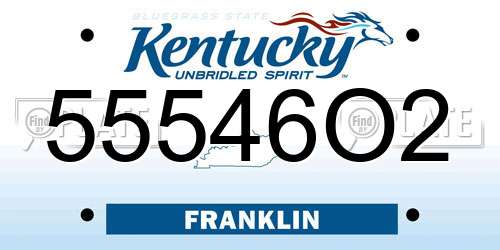55546O2 Kentucky License Plate