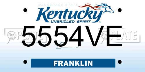 5554VE Kentucky License Plate