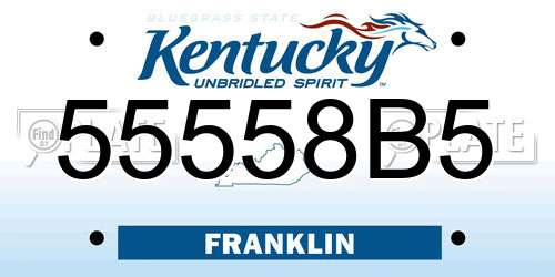 55558B5 Kentucky License Plate