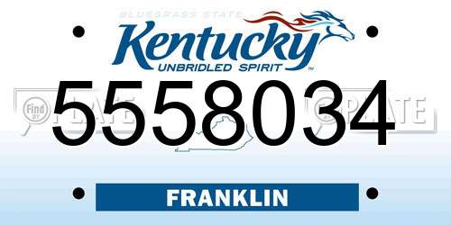 5558034 Kentucky License Plate