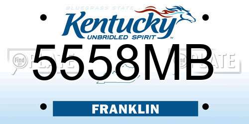 5558MB Kentucky License Plate