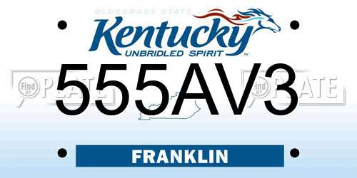 555AV3 Kentucky License Plate