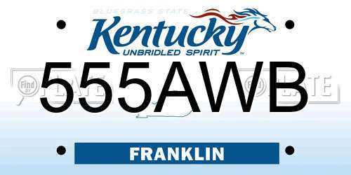 555AWB Kentucky License Plate