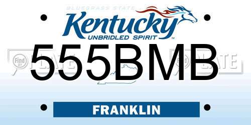 555BMB Kentucky License Plate