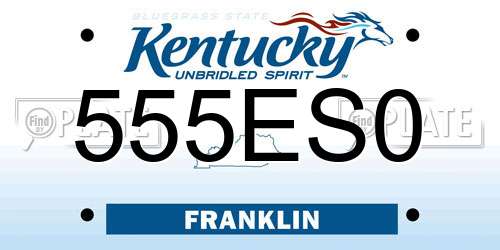 555ES0 Kentucky License Plate