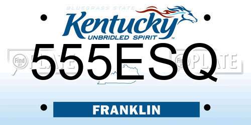 555ESQ Kentucky License Plate