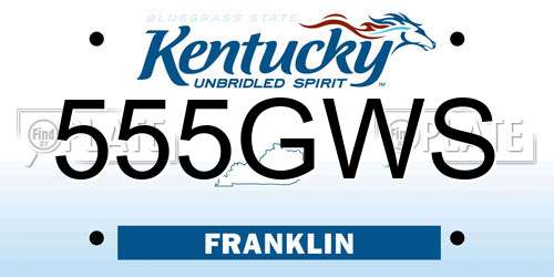 555GWS Kentucky License Plate