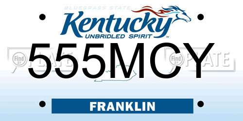 555MCY Kentucky License Plate