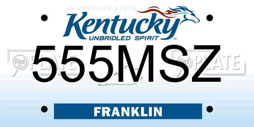555MSZ Kentucky License Plate