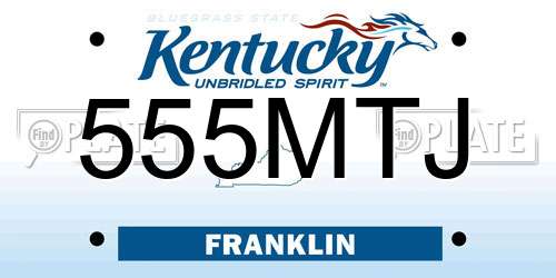 555MTJ Kentucky License Plate