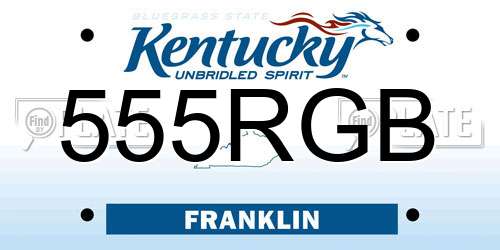 555RGB Kentucky License Plate