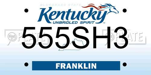555SH3 Kentucky License Plate