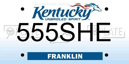 555SHE Kentucky License Plate