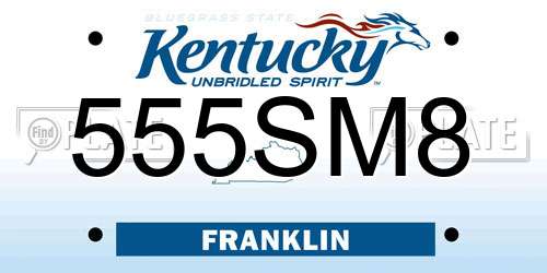 555SM8 Kentucky License Plate