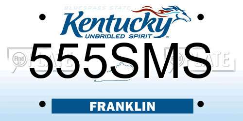 555SMS Kentucky License Plate