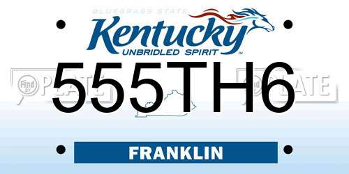 555TH6 Kentucky License Plate