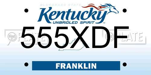 555XDF Kentucky License Plate