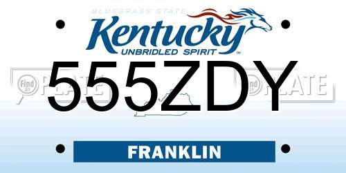 555ZDY Kentucky License Plate