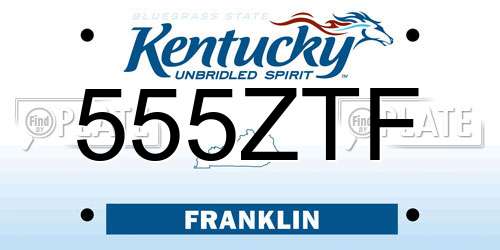 555ZTF Kentucky License Plate