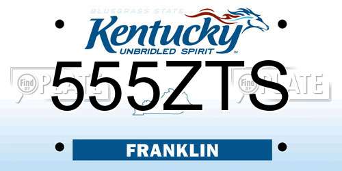 555ZTS Kentucky License Plate