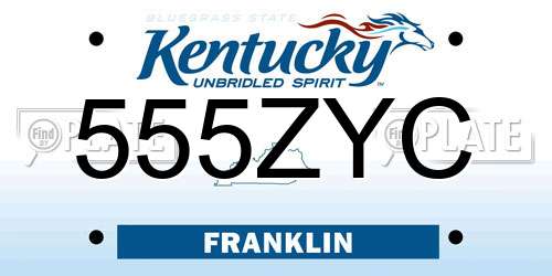555ZYC Kentucky License Plate