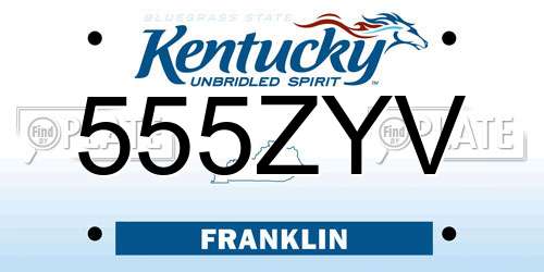 555ZYV Kentucky License Plate