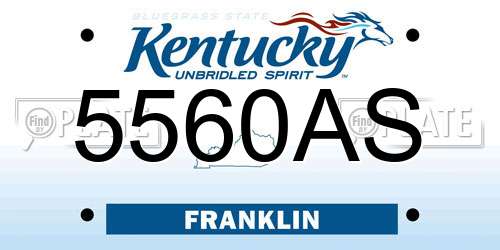 5560AS Kentucky License Plate